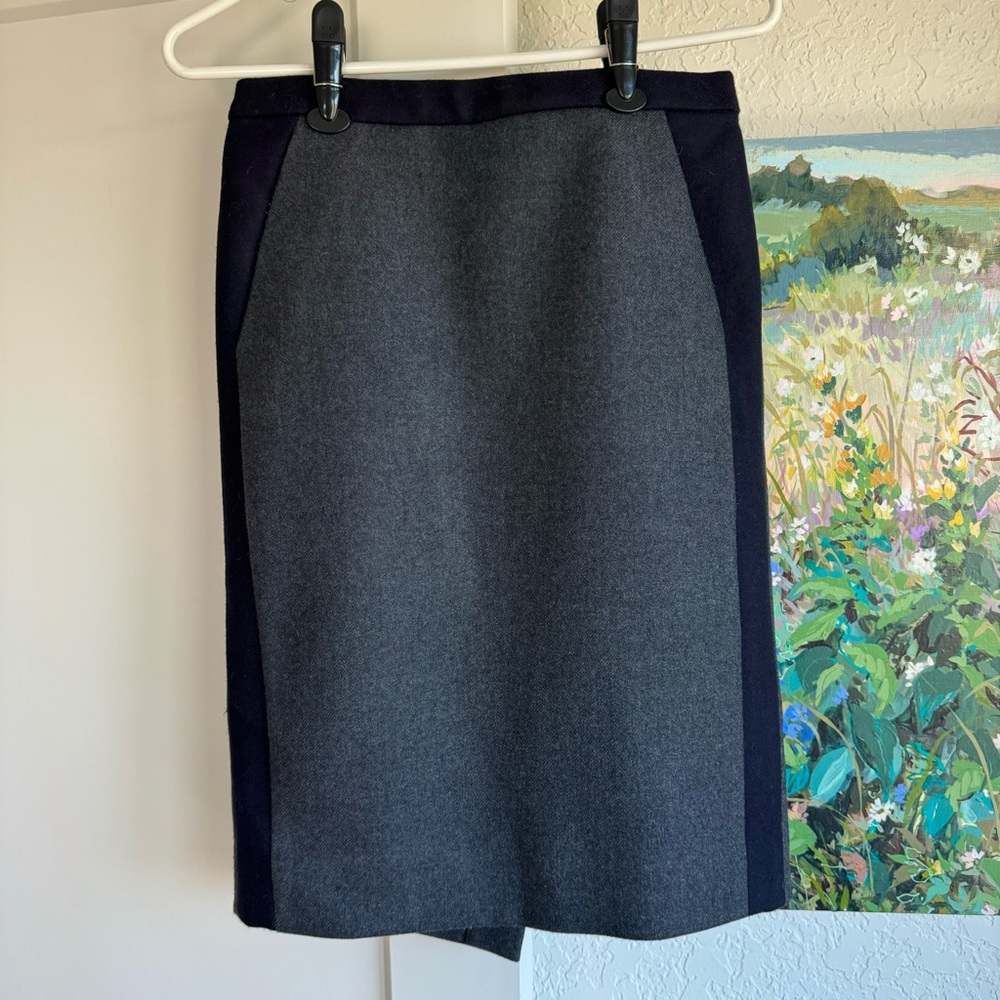 J.Crew No. 2 Pencil skirt in charcoal and navy, 00
